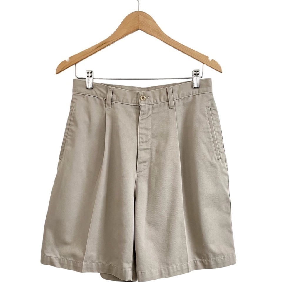 Vintage Khaki High Waisted Pleated Mom Shorts